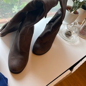 Brown tall leather boots